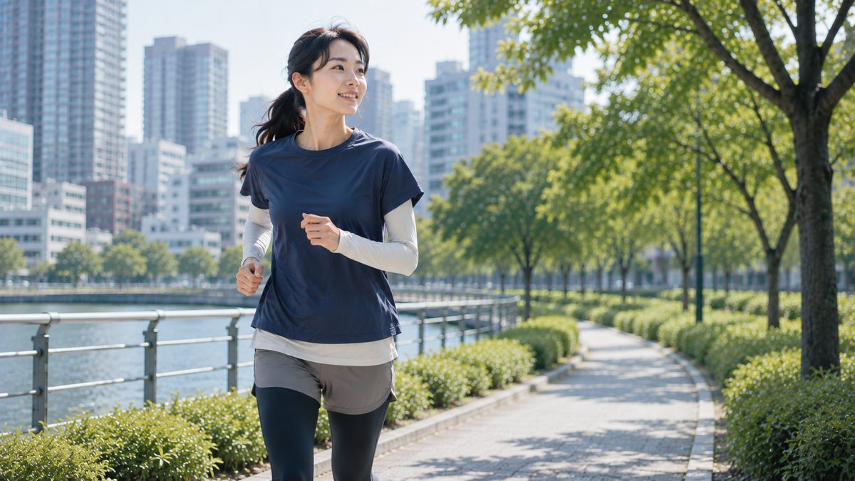 レディースのおしゃれなランニングコーデで走る女性